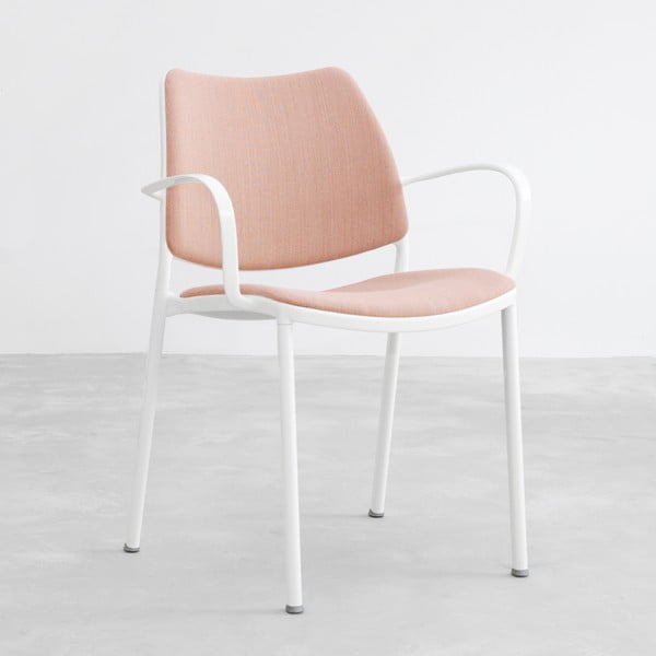 Růžová židle s bílými nohami Stua Gas