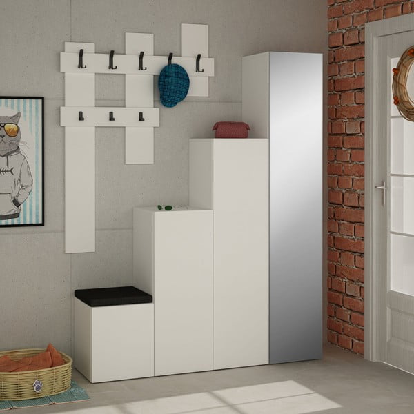 Set bílé skříně a nástěnného věšáku Homitis Up-image-3
