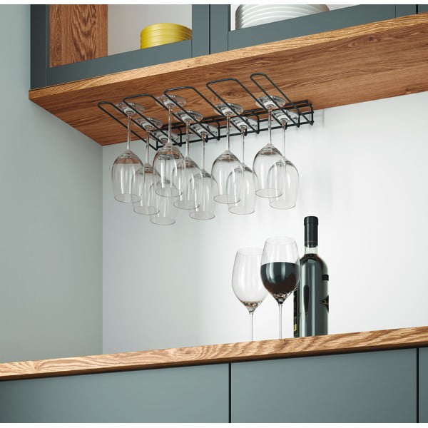 Must seinale paigaldatud veiniklaasi hoidja Veiniklaas - Metaltex-image-3