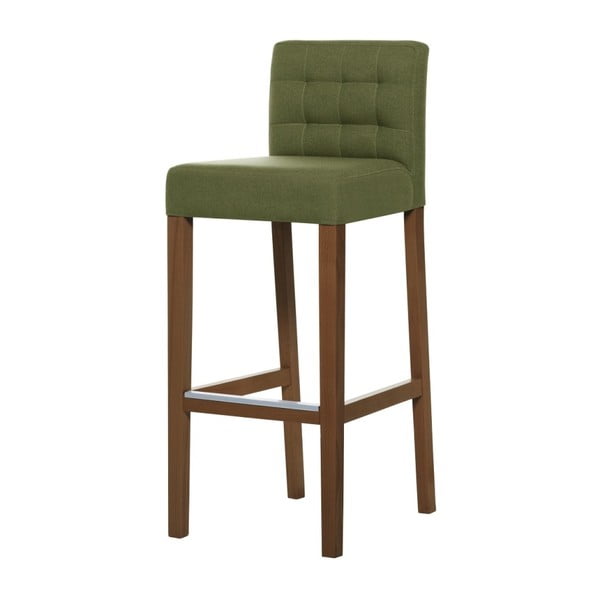 Zelená barová židle s tmavě hnědými nohami Ted Lapidus Maison Jasmin
