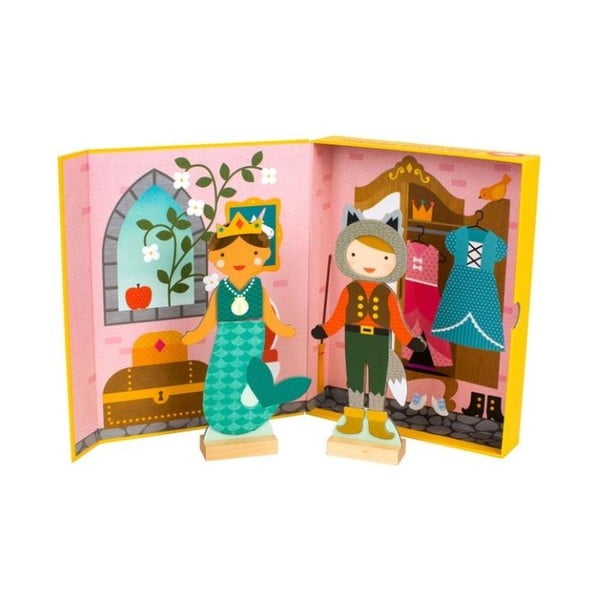 Sada 2 převlékacích panenek s magnetickým oblečením Petit collage Fairy Tales