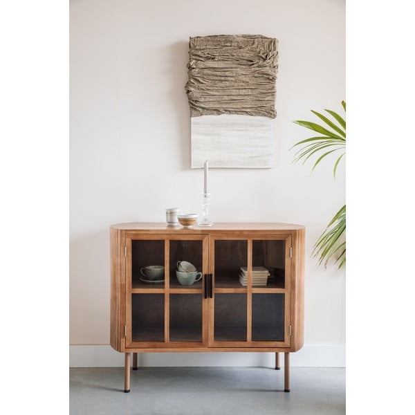 Kummipuidust vitriinkapp 100x80x38 cm Yaz - White Label-image-1