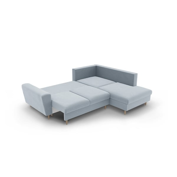 Helesinine sametist panipaigaga nurgadiivanvoodi (parem nurk/"L"-kujuline) Kyoto - Cosmopolitan Design-image-4