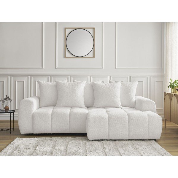 Valge bukleekangast panipaigaga nurgadiivanvoodi (parem nurk) Roxelane - Bobochic Paris-image-1