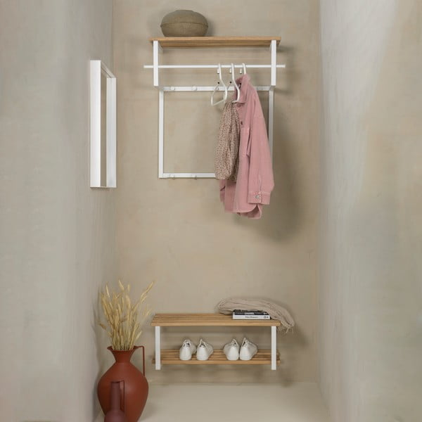 Valge ja naturaalset värvi metallist seinanagi riiuliga Rizzoli - Spinder Design-image-1