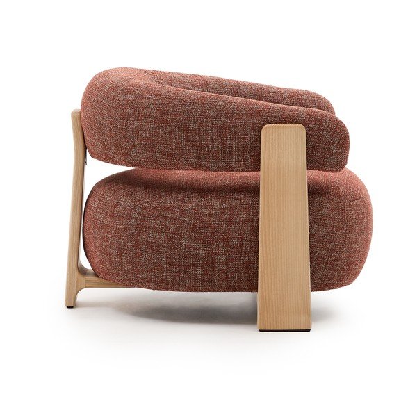 Terrakottapunane šenillist tugitool Granite - Kave Home-image-3