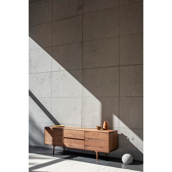 Pruun pähklipuidust telerilaud 180x65x45 cm Fawn - Gazzda-image-4