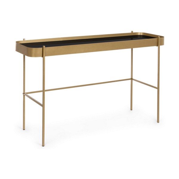 Kuldse klaasist pealispinnaga konsoollaud 43x120,5 cm Rashida - Bizzotto