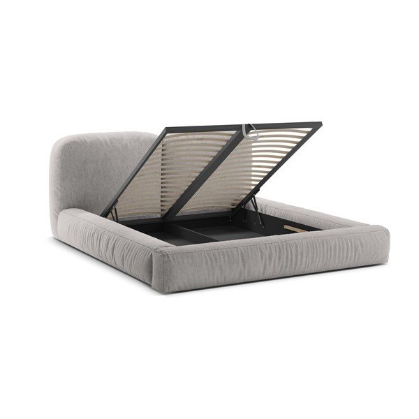 Helehall polsterdatud kaheinimesevoodi koos panipaiga ja voodipõhjaga 160x200 cm Martina - Micadoni-image-2