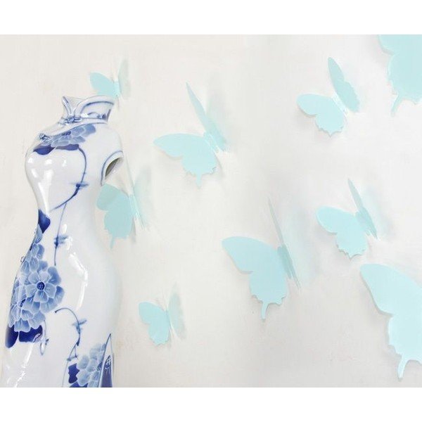 Komplekt 12 türkiissinist kleepuvat 3D kleebist Liblikad - Ambiance-image-1