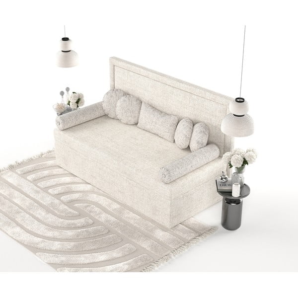 Kreemvalge polsterdatud üheinimesevoodi 100x200 cm Scala - Maison de Rêve-image-3