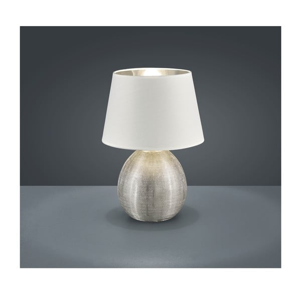 Valge keraamilisest materjalist ja kangast lauavalgusti, kõrgus 35 cm Luxor - Reality-image-1