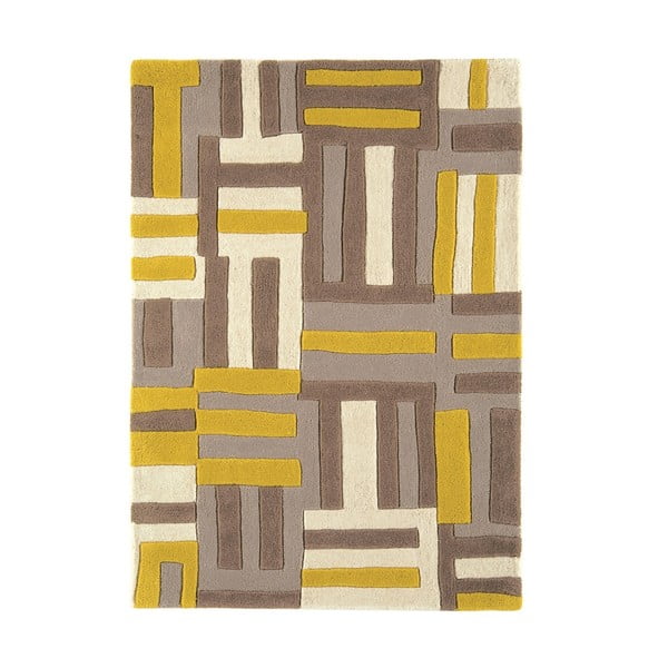 Vlněný koberec Matrix Code Yellow 160x230 cm