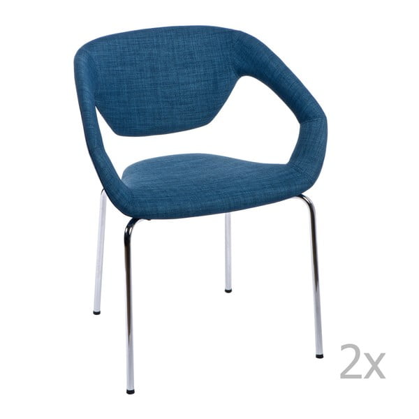 Sada 2 modrých čalouněných židlí D2 Space