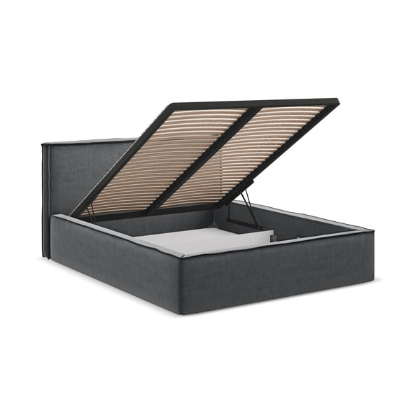 Tumehall polsterdatud kaheinimesevoodi koos voodipõhja ja panipaigaga 140x200cm Anani - Makamii-image-2