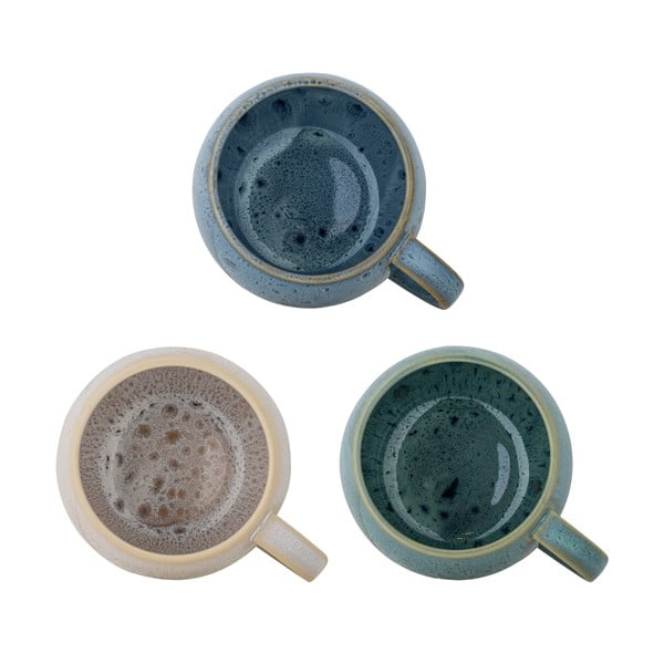 Sinised/kreemid kivikeraamikast kruusid 3tk komplektis 420 ml Harriet - Bloomingville-image-1