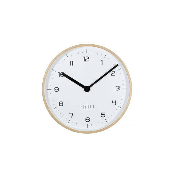 Bílé nástěnné hodiny Fisura Reloj Pared Woody Blanco, ⌀ 30 cm