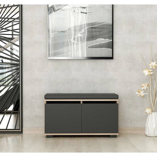 Pähklipuu dekooriga kingakapp koos pingiga Drago - Kalune Design-image-2