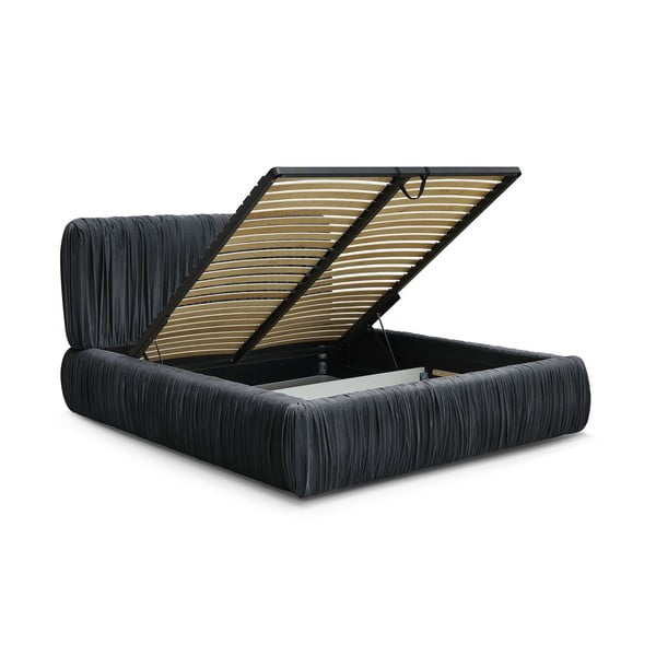 Helesinine polsterdatud kaheinimesevoodi koos panipaigaga 180x200 cm Blair - Bobochic Paris-image-3