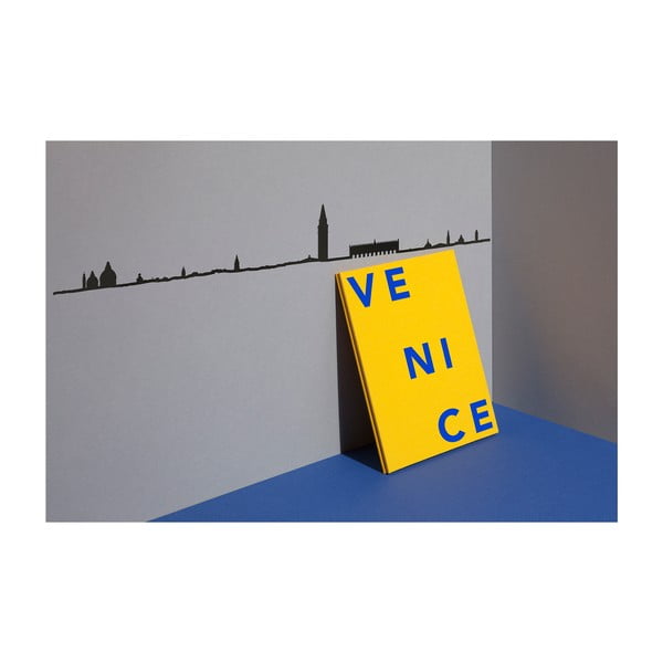 Černá nástěnná dekorace se siluetou města The Line Venice XL