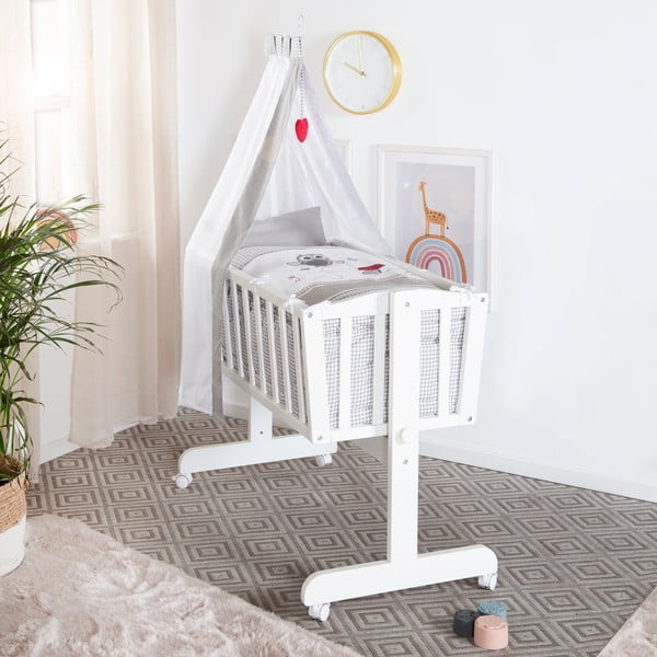 Valge ratastega/baldahhiiniga häll 40x90 cm Adam & Eule – Roba-image-1