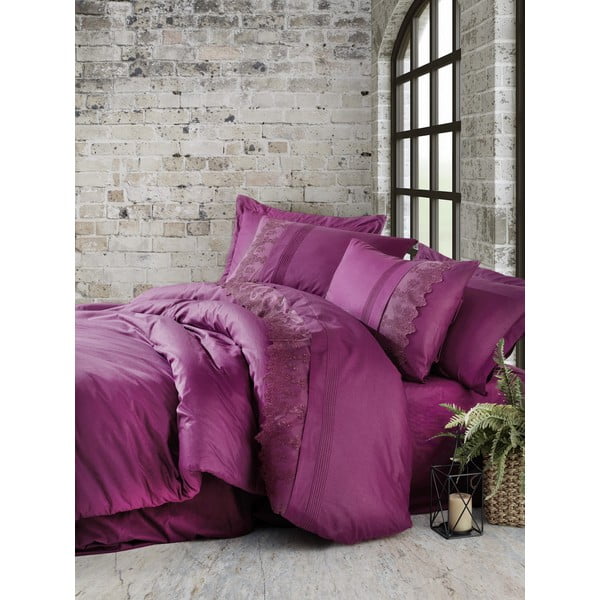 Fuksiat värvi puuvillane voodipesu koos linaga Cotton Box Enzo, 200 x 220 cm - Mijolnir