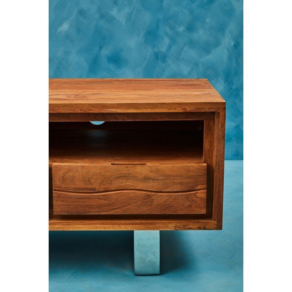 Tumeda naturaalse värvi akaatsiapuidust televiisorilaud 140x52x50 cm Simla - Premier Housewares-image-3