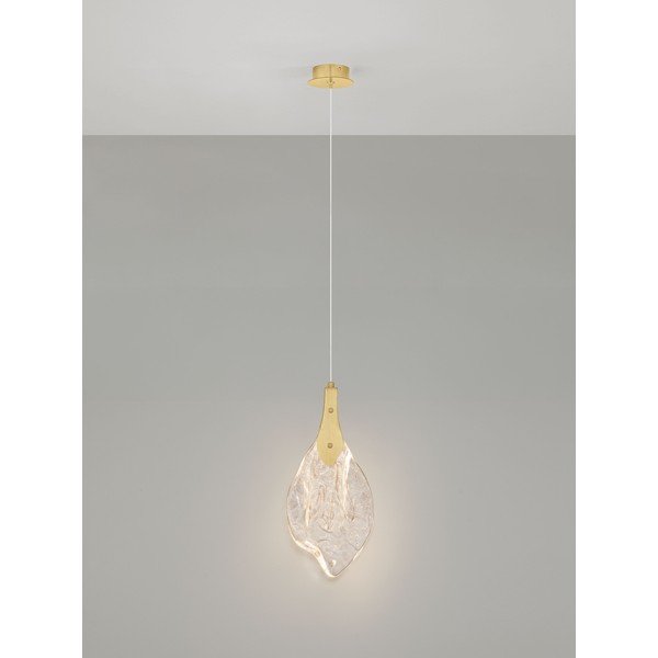 Kuldse värvi terasest hämardatav LED-ripplamp klaasist varjundiga, läbimõõduga 17,5 cm Bellina - Nova Luce-image-4