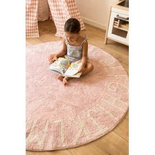 Heleroosa pestav käsitsi kootud puuvillane laste vaip ø150 cm ABC Vintage Nude - Lorena Canals