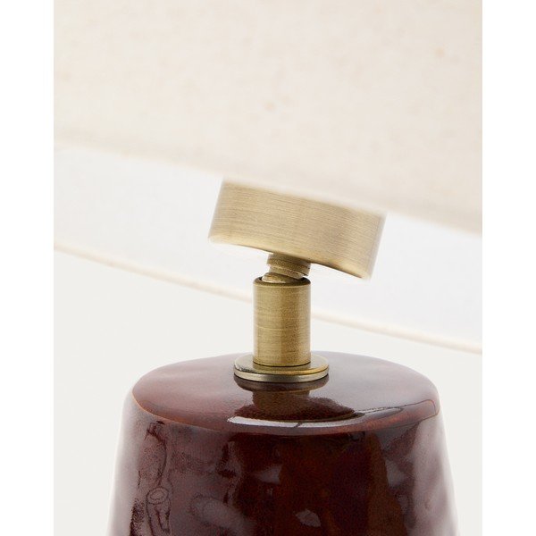 Punane/valge laualamp tekstiilist varjuga (kõrgus 49 cm) Drava - Kave Home-image-3