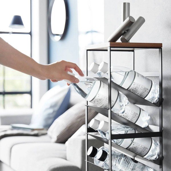 Must metallist veiniriiul, pudelite arv 16, 20x88,5x19 cm Tower - YAMAZAKI-image-3