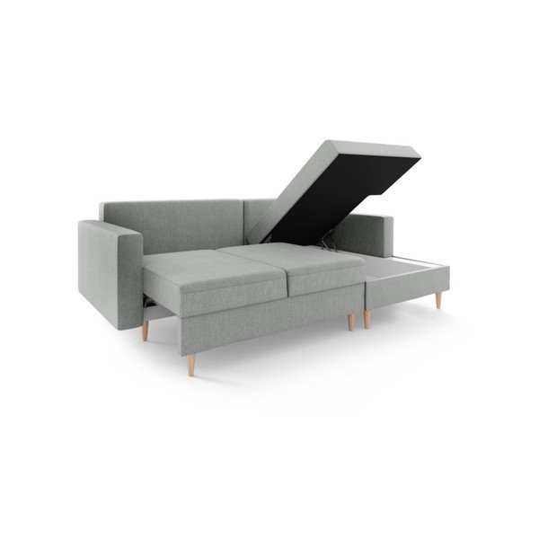 Šedá rozkládací pohovka s úložným prostorem Mazzini Sofas Aubrieta, pravý roh-image-2