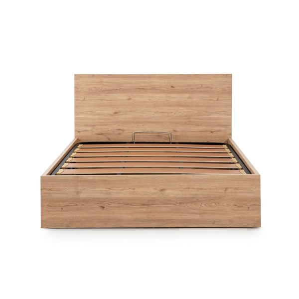 Naturaalset värvi kaheinimesevoodi koos riiulidega 160x200 cm ja panipaigaga Kronos - Marckeric-image-2