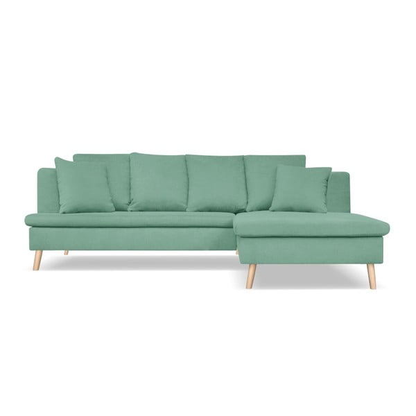 Mentolově zelená pohovka pro čtyři s lenoškou na pravé straně Cosmopolitan design Newport
