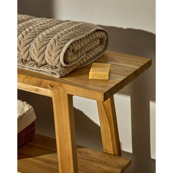 Beež puuvillane froteerätik 90x150 cm Rune - Kave Home-image-1