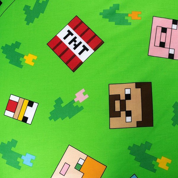 Roheline-sinine puuvillane laste voodipesu 140x200 cm Minecraft "Outdoor Mobs" - Jerry Fabrics-image-4