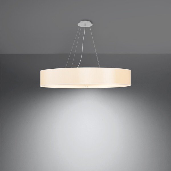 Valge rippvalgusti tekstiilist varjuga ø 80 cm Herra - Sollux-image-2