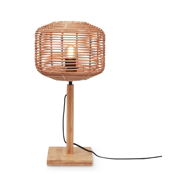 Puiduvärvi rotangist lambivarjuga laualamp (kõrgus 40 cm) Tanami - Good&Mojo