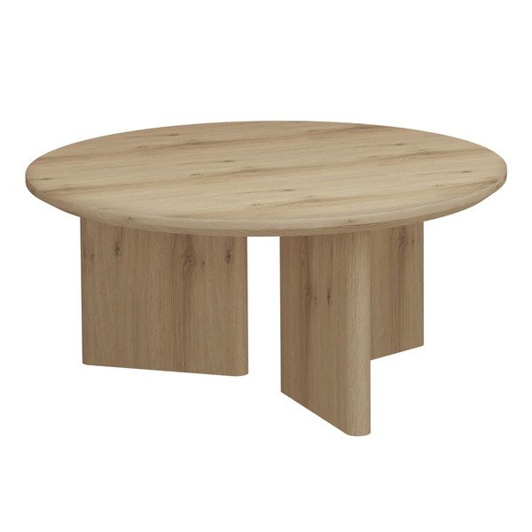 Ümmargune kohvilaud naturaalse tammepuust pealispinnaga, läbimõõduga ø 80 cm Chatham - Støraa-image-3