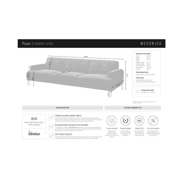 Tumehall diivan , 240 cm Puzo - MESONICA-image-4