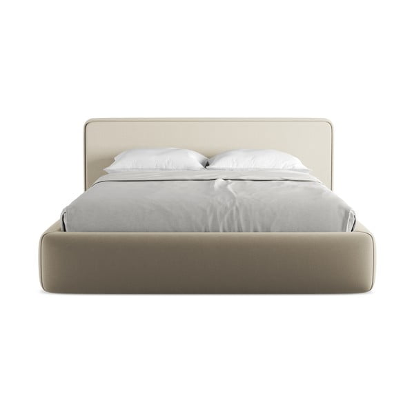 Beež polsterdatud kaheinimesevoodi koos voodipõhja ja panipaigaga 160x200cm Kiana - Makamii-image-4