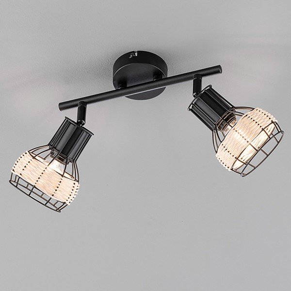 Must laevalgusti metallist-rotangist varjuga 10x28 cm Straw - Fischer & Honsel-image-2