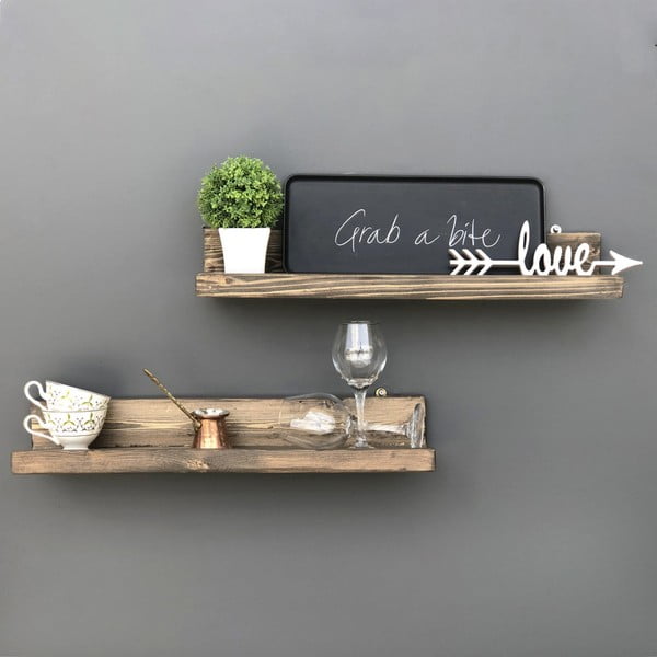 2 puidust seinariiuli komplekt Lihtne - Evila Originals-image-3