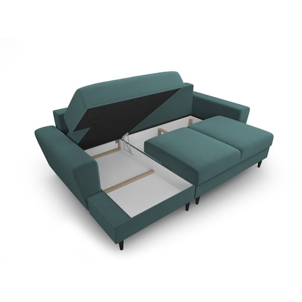 Petrooleumi värvi sametist panipaigaga nurgadiivanvoodi (vasak nurk) Kyoto - Cosmopolitan Design-image-3