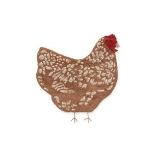 Pruun käsitsi kootud puuvillane pestav laste vaip 110x100 cm Chicken - Lorena Canals
