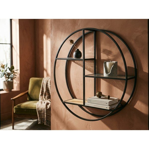 Must/naturaalse värvi astmeline metallriiul 61 cm Mataram - Premier Housewares-image-1