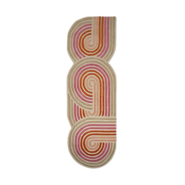 Roosa käsitsi kootud villane vaip 80x300 cm Spiral Shaped - Flair Rugs