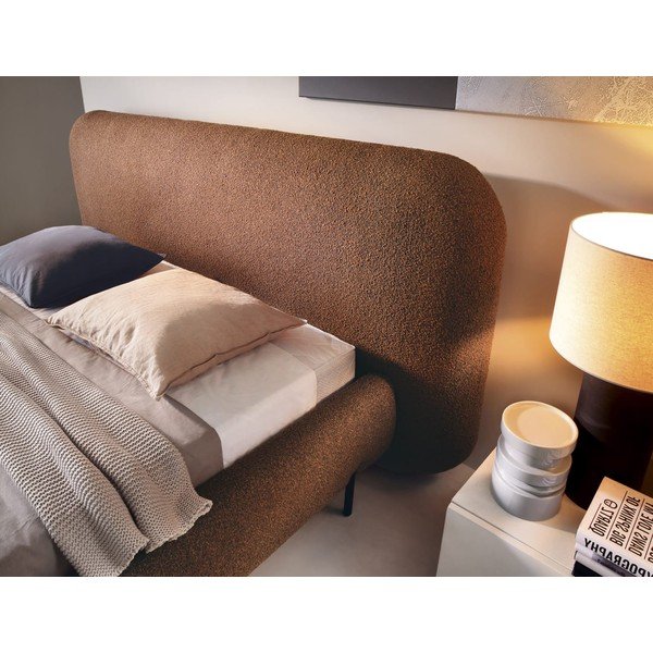 Terrakottapunane polsterdatud kaheinimesevoodi koos panipaiga ja voodipõhjaga 180x200 cm Pointt - ELTAP-image-3