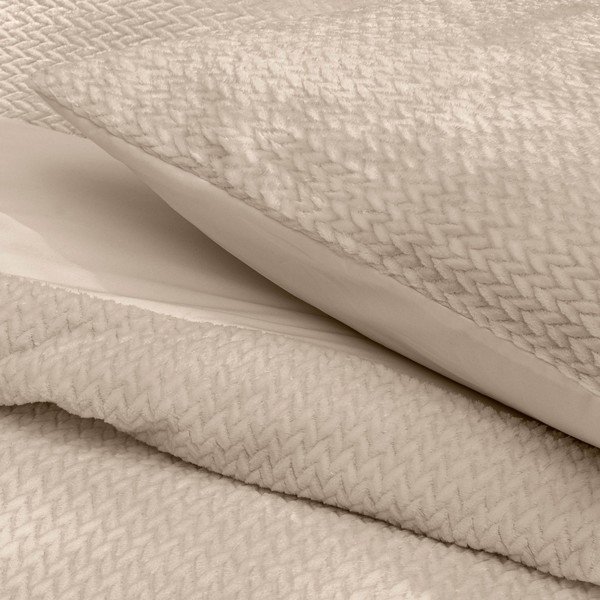 Beež 3-osaline flanellvoodipesukomplekt kaheinimesevoodile/ülipikale voodile 240x220 cm Flanela - douceur d'intérieur-image-2