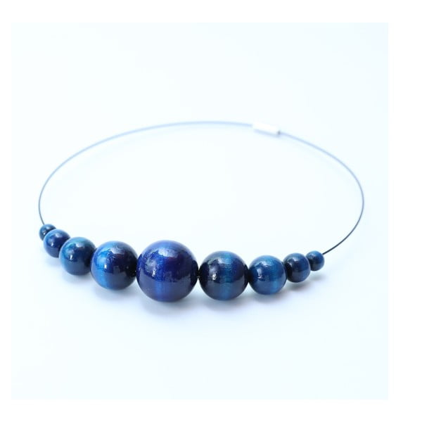 Tmavě modrý dřevěný náhrdelník Ko-ra-le Retro